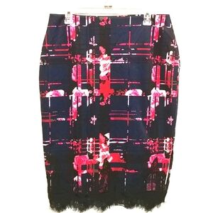 Bisou Bisou Lace Trimmed Pencil Skirt Size L